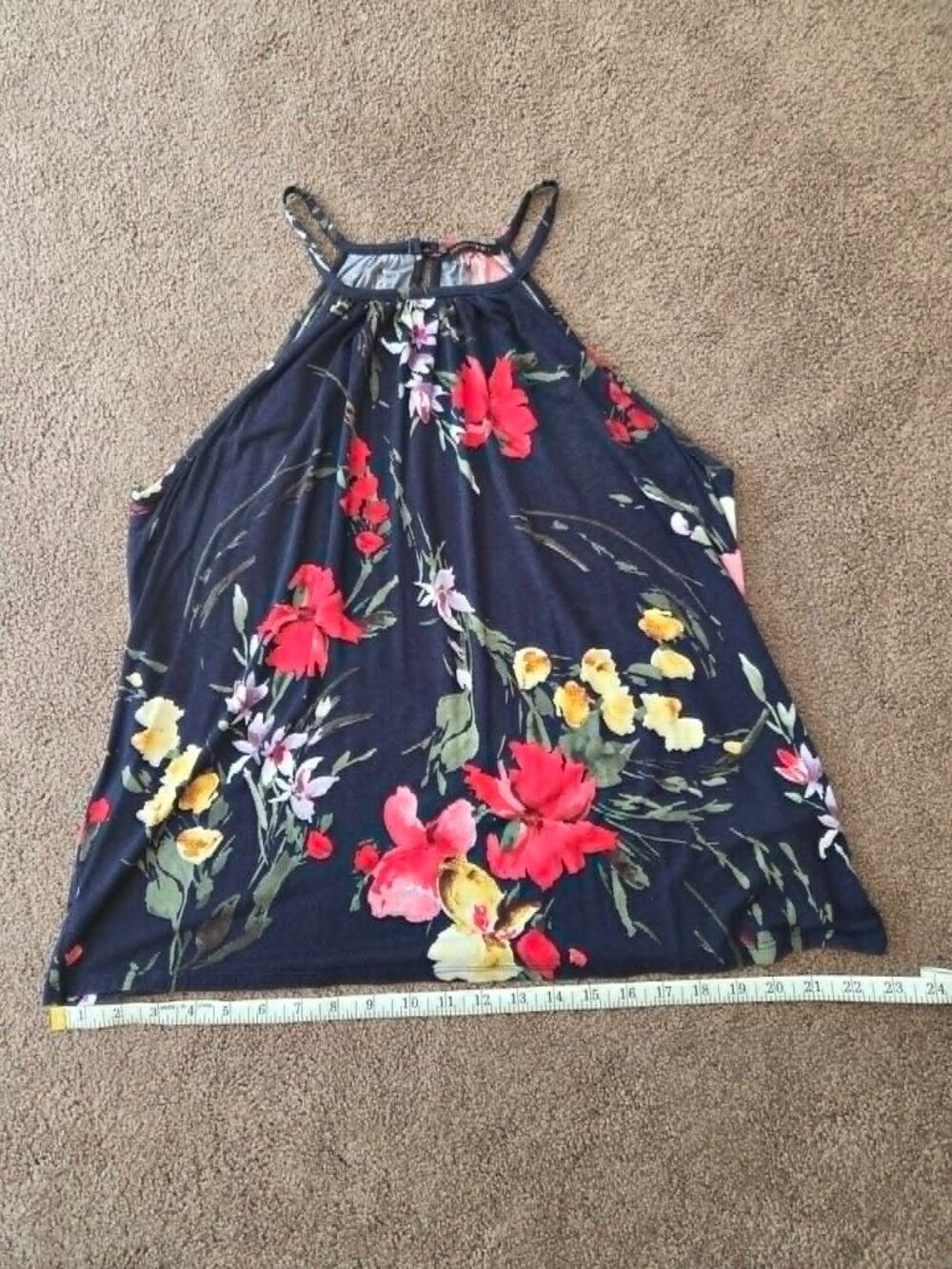 Navy Floral Flowy Tank